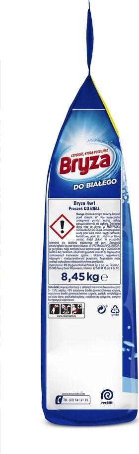 Детергент прашок Bryza 4in1, за бели алишта, 8.5kg