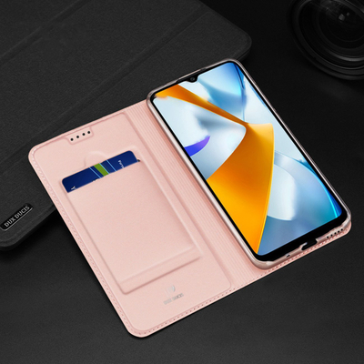 Këllëf telefoni Dux Ducis Skin Pro për Xiaomi Poco C40, tip kapak libri, me xhep karte, ngjyrë flori