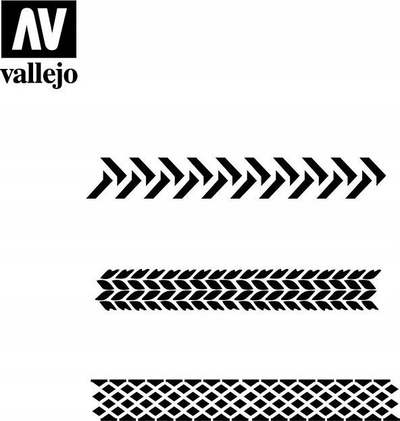 Stencil Vallejo STTX002 Tyre Markings, për goma modeli, i ripërdorshëm