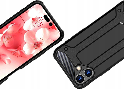 Këllëf Hybrid Armor për iPhone 16 Plus, kundra goditjeve, i zi