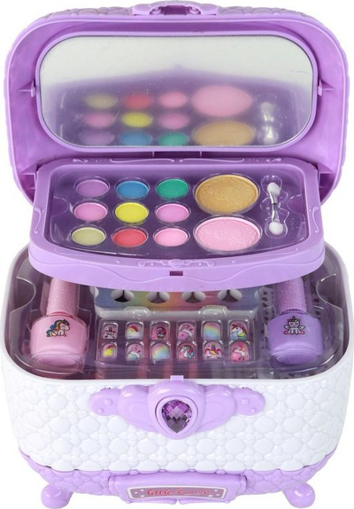 Set lodër grimi Leantoys Purple Beauty Suitcase, me valixhe, për kalamaj, vjollcë