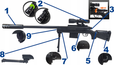 Pushkë airsoft M24 SWS, 6 mm, 45 m, e zezë