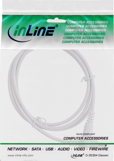 Kabllo zgjatuese DC InLine, mashkull–femër 4.0x1.7mm, 2m, e bardhë