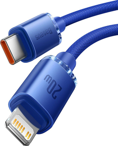 Kabllo USB Baseus Crystal Shine, USB C me Lightning, 2 m, 20W, blu