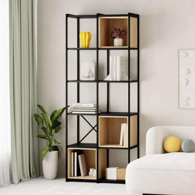 Raft për libra Decortie Vale, 179x70.7x39cm, e zezë/kafe e hapur