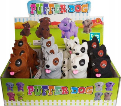 Lodër antistres Toys Inn Puffer Dog, gome, formë qenushi, ngjyra të ndryshme
