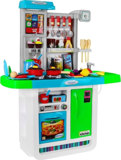 Kuzhinë lodër Ramiz Kitchen My Little Chef, me sobë interaktive, rubinet me ujë, blu jeshile