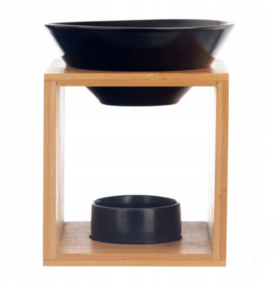 Носач за мириси Black Fragrance Burner, бамбус, порцелан, мат црн