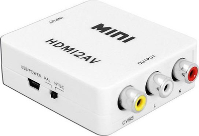 Adapter HDMI në AV RCA, 1080p, Plug and Play, i bardhë