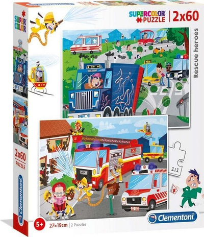 Lodër puzzle Clementoni Super Kolor - Rescue, 2 x 60 elemente