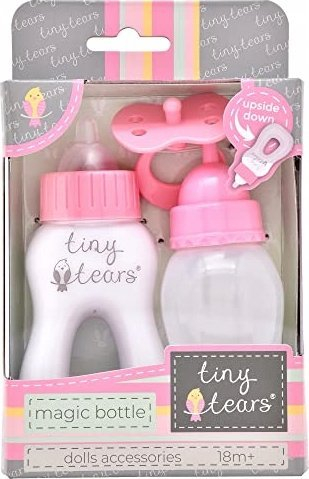 Set aksesorësh për kukulla Tiny Tears Magic Bottle, 2 biberonë, me qetësues, rozë