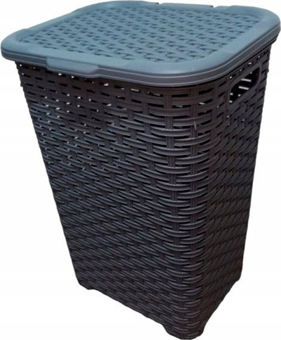 Shportë rrobash Rotho Rattan, 60L, plastikë, gri hiri