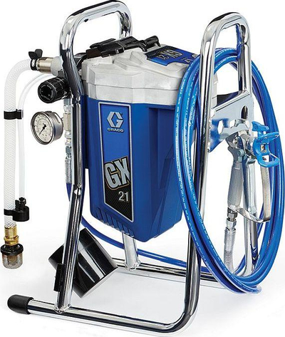 Spërkatës boje Graco GX 21, pompë me piston, zorrë 15 m, blu