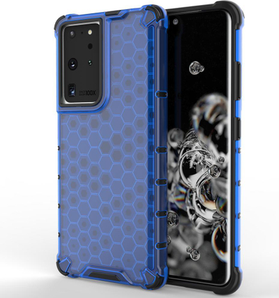 Kapak telefoni Hurtel Honeycomb Armor për Samsung Galaxy S22 Ultra, kornizë xheli TPU, blu
