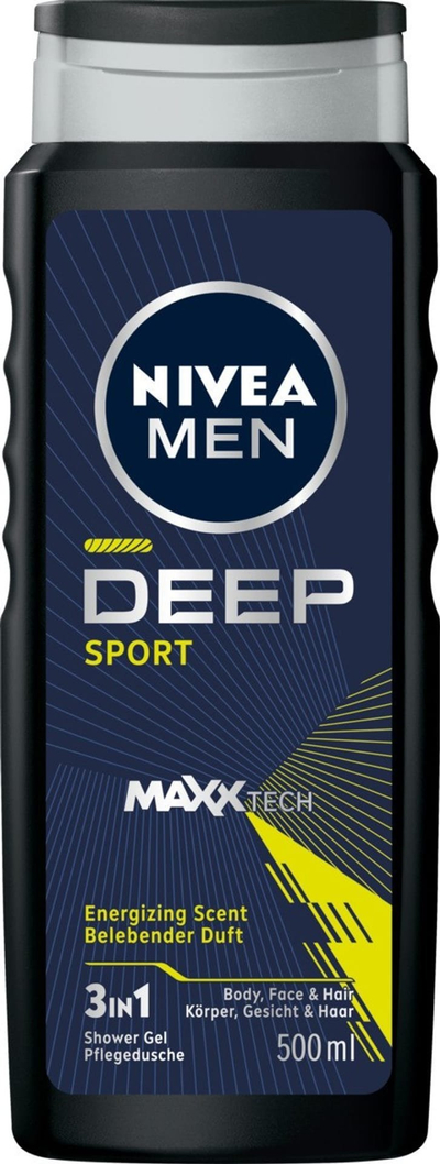 Xhel dushi Nivea Deep Sport, për trup fytyrë dhe flokë, meshkuj, 500ml