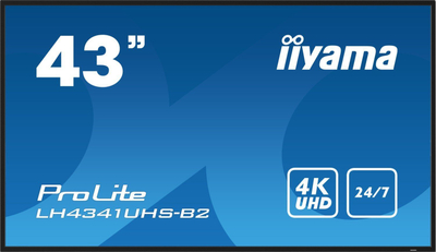 Monitor profesional iiyama ProLite LH4341UHS-B2, 43", 4K UHD, i zi
