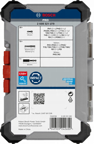 Set bitash për kaçavidë Bosch Pro, 44 copë, për goditje, shumëngjyrëshe