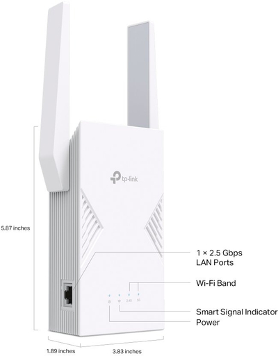 Access point TP-Link RE235BE, Wi-Fi 7, port 2.5G, i bardhë