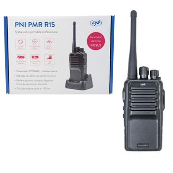 Radio portative profesionale PNI PMR R15, PMR 446MHz, 0.5W, bateri 1200mAh, e zezë
