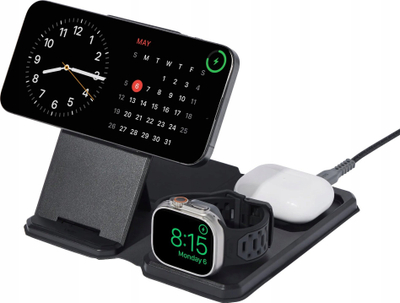Karikues wireless 3-në-1 UAG SRGE, MagSafe deri 25W, për iPhone, AirPods edhe Apple Watch, i zi-gri