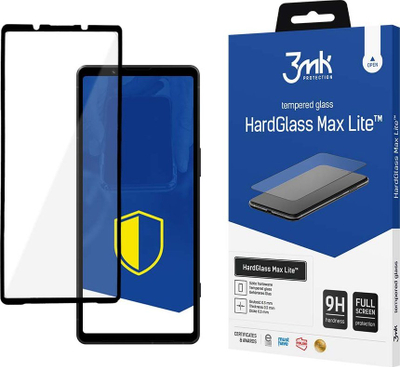 Xham mbrojtës 3MK HardGlass Max Lite për Sony Xperia 5 V, 0.3mm, 9H, i zi