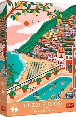 Puzzle Trefl The Art of Colour Positano, 1000 copa, peizazh bregdetar, me rozë