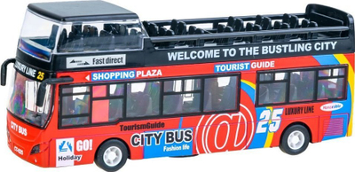 Lodër autobus metalik ZA2094, me dy kate, me drita edhe tinguj, i kuq