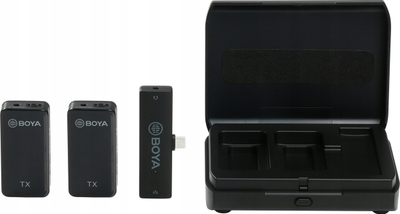 Mikrofon pa tela BOYA BY-XM6-K6, sistem me 2 kanale, USB‑C, i zi