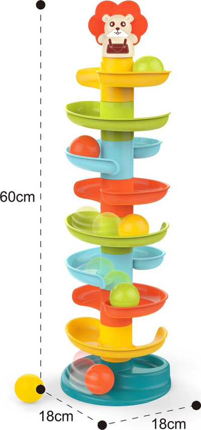 Lodër spirale me topa Woopie Baby Roll Ball, 60cm, 6 topa, shumëngjyrëshe