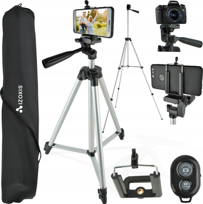 Tripod fotografik Izoxis Tripod, 45‑133 cm, me telekomandë Bluetooth, i zi