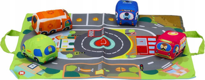 Set lodrash interaktive LEANToys, 9 makina pelushi, tapet 49.5x38cm, me ngjyra nga të gjitha