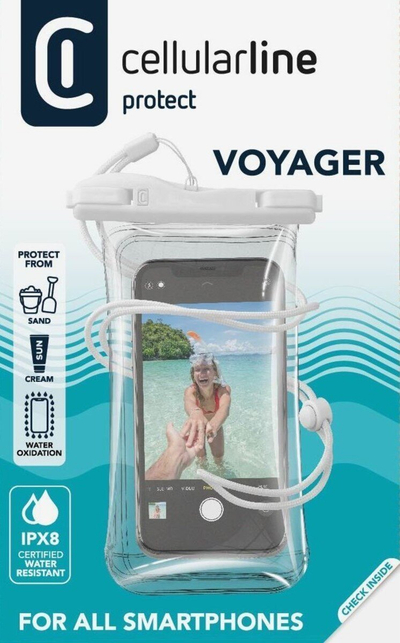 Çantë mbrojtëse për telefon Cellularline Voyager 22, e papërshkueshme nga uji, e bardhë