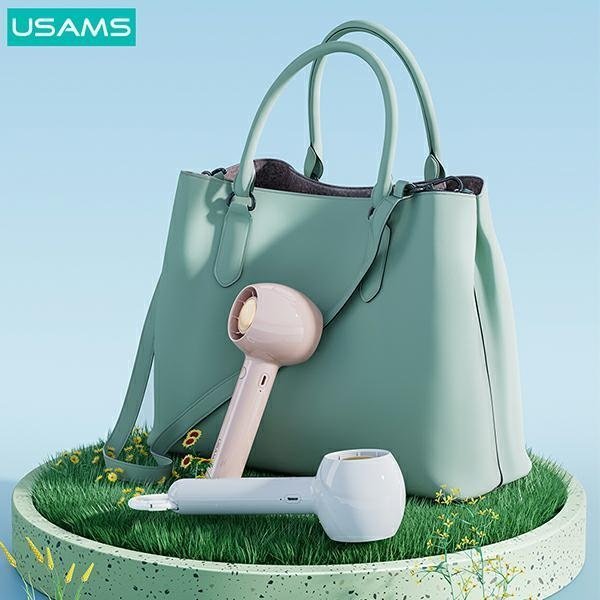 Ventilator dore USAMS US-ZB251 Candy Series, 1200mAh, me karabinë, rozë 4