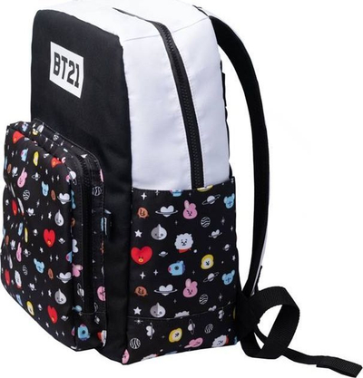 Çantë shkolle BT21 Cool Collection, me xhepa anash, lidhet me trolley, e zezë