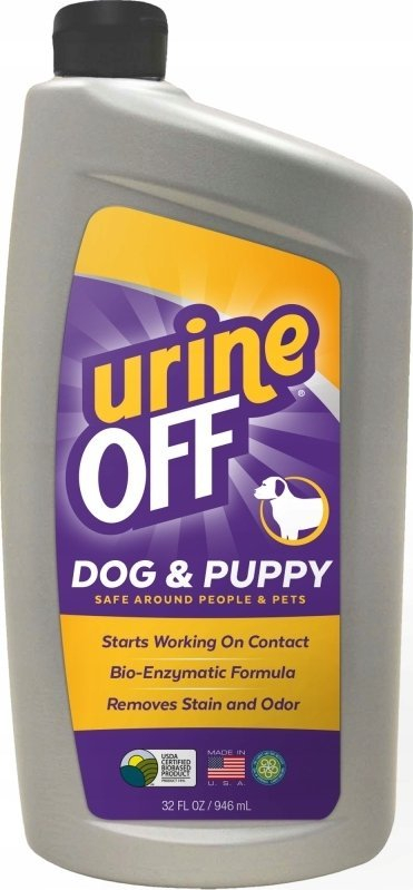 Solucion pastrimi Urine Off për qen e këlyshë, bio-enzimatik, heq njolla dhe erë urine, 946 ml