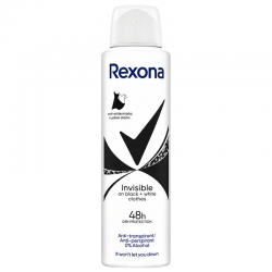Sprej antiperspirant Rexona Invisible On Black White, 48h, për femra, 150ml