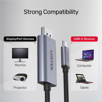 Përshtatës USB Unitek USB - DisplayPort, 2m, i zi