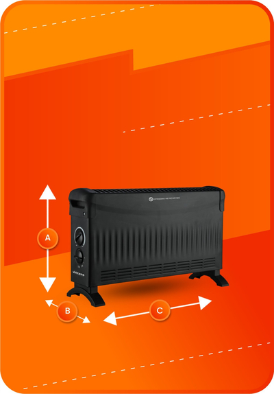Radjator elektrik Volten BASIC VOLTENO Convector, 2000W, me disa shkallë ngrohje, i zi