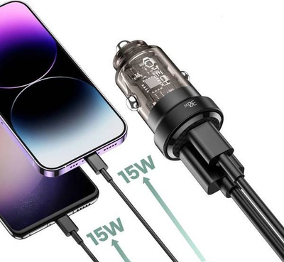 Karikues për makinë Tech-Protect CC30W, 2 porta USB, PD 30W QC 3.0, i zi