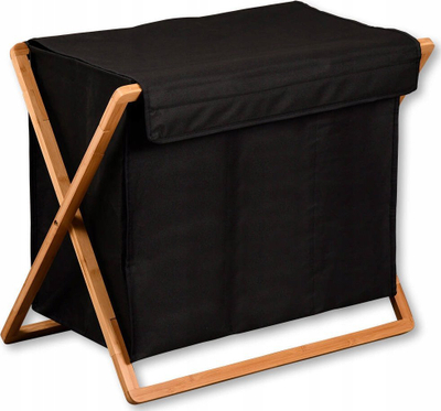 Shportë rrobash KESPER Laundry Box, bambu FSC, 3 ndarje, e zezë