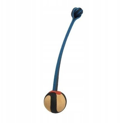 Lodër për qen Barry King, top lëkure me litar 40 cm, blu