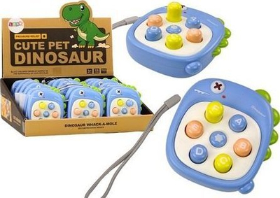 Lodër arcade Whack A Mole Dinosaur, me shkronja, edukative, blu
