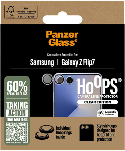 Mbrojtëse kamere PanzerGlass Hoops, Samsung Galaxy Z Flip7, transparente