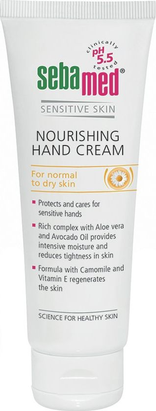 Krem duarsh Sebamed Nourishing Hand Cream, për lëkurë normale a pak të thatë, 75 ml, i bardhë