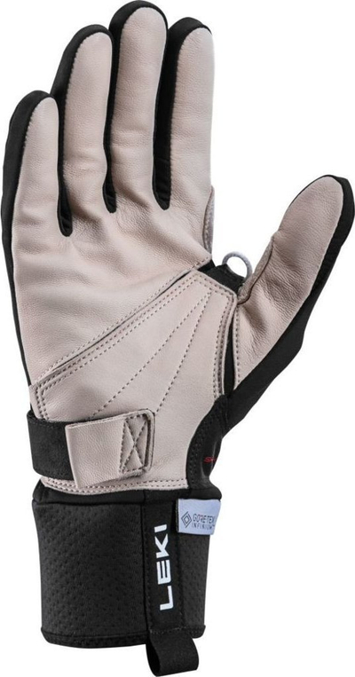 Doreza ski Leki PRC Premium Shark, lëkurë dhie, Nordic Comfort Fit, të zeza dhe bezhë