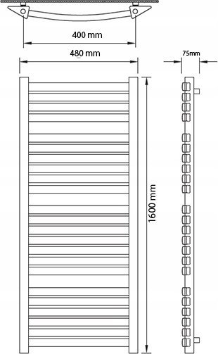 Radiator banjoje Edan Turan T32/40 1600x480, çelik, i bardhë