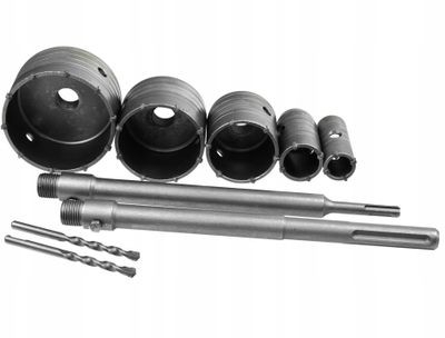 Set shpuesesh rrethore GEKO, 9 pjesë, 30 deri 100 mm, SDS Plus SDS Max
