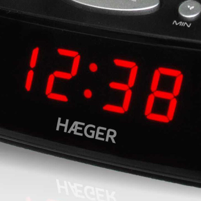 Radio-orë HAEGER Snoozer, AM/FM, me snooze dhe sleep, ngjyrë e zezë