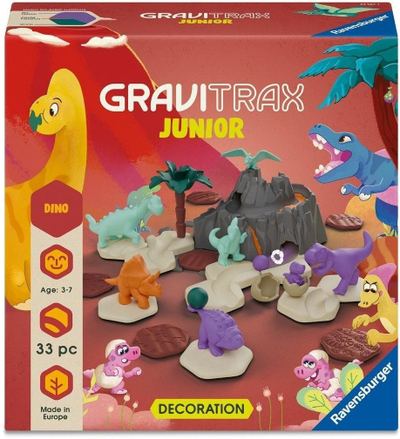 Lodër zgjerim Ravensburger GraviTrax Junior Dino, 33 pjesë, dekorim pistash, shumëngjyrëshe