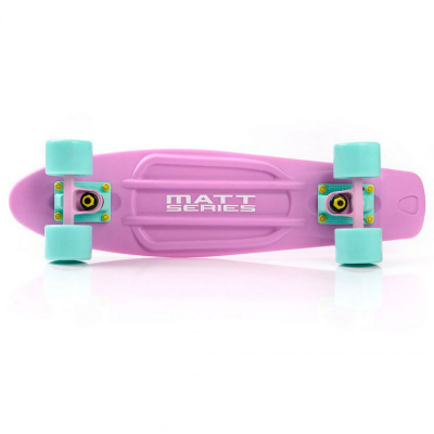 Skateboard Meteor Matt 23717, plastik, 56 cm, rozë me mint